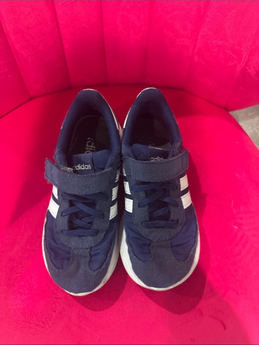 adidas Kids Navy and White Hook-and-Loop Sneakers